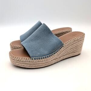 Nordstrom Rack Claire Jute Wedge Slide Sandal Women's Blue Denim Size US10M EU40